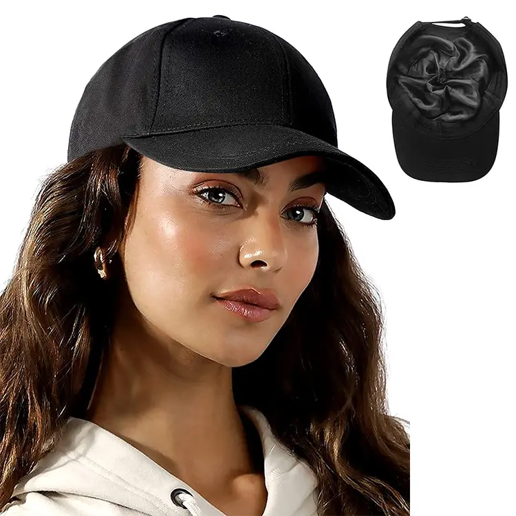 Großhandel benutzer definierte strukturierte gestickte Logo Frauen Seide Baseball Cap Baumwolle Fitted Futter in Satin gefüttert Baseball Caps Bulk