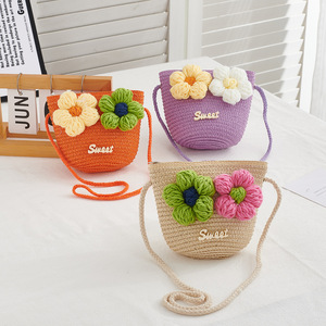 Borsa Piccola per Bambini Primavera/Estate con Logo OEM, <span class=keywords><strong>Portafoglio</strong></span> Piccolo, Borsa in Paglia da Viaggio per Ragazze, Borsa a Tracolla Piccola Fresca per Viaggi - Product Image 3