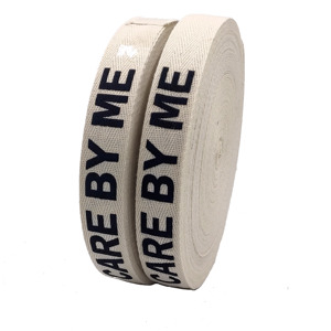 <span class=keywords><strong>Ruban</strong></span> de coton à chevrons <span class=keywords><strong>sergé</strong></span> blanc de 1 pouce avec logo personnalisé avec lettres imprimées - Product Image 2