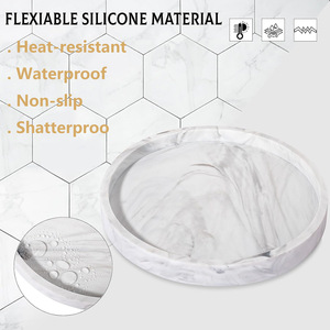 Soft <b>Silicone</b> Marble Pattern Tray Custom Size Decorative Tray for Bathroom Vanity Kitchen Flexible Waterproof Easy to Clean - Product Image 1