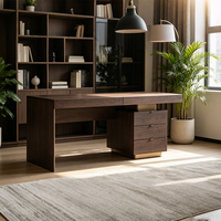 Meubles de bureau modernes personnalisés en acier inoxydable et placage de bois fumé pour usage domestique