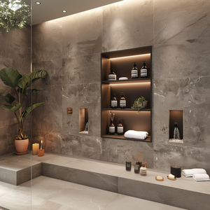 Niches <span class=keywords><strong>de</strong></span> <span class=keywords><strong>salle</strong></span> <span class=keywords><strong>de</strong></span> bains Design en acier inoxydable Niche <span class=keywords><strong>de</strong></span> cuisine Chambre à coucher Niche en acier inoxydable Led <span class=keywords><strong>Salle</strong></span> <span class=keywords><strong>de</strong></span> <span class=keywords><strong>bain</strong></span> <span class=keywords><strong>Étagère</strong></span> murale intégrée avec lumières - Product Image 5