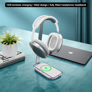 <span class=keywords><strong>Support</strong></span> de bureau universel pour <span class=keywords><strong>casque</strong></span> en alliage d'aluminium Chargement sans fil pour Airpods Max pour Beats pour Bose pour <span class=keywords><strong>Sony</strong></span> Écouteurs Mobile Ph - Product Image 2