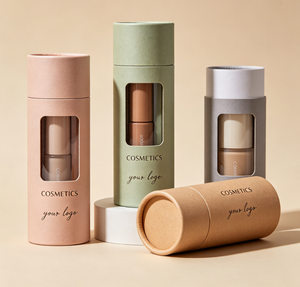 Custom Craft Paper Tube Packaging with Clear <b>Window</b> for Cosmetic Products, Recyclable and Gold <b>Foil</b> Logo Printing - Product Image 4