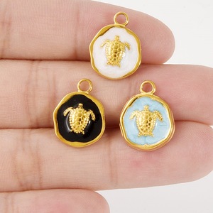 Pendentif tortue en acier inoxydable 304 plaqué or 18 carats avec finition goutte d'huile pour collier et bracelet DIY - Product Image 3