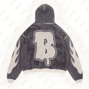 Hiver Casual Men Unisex Street Wear Zip-Up High Quality Custom Hip Hop Graphic Print Sturdy Waterproof Windproof Hoodie - Product Image 1