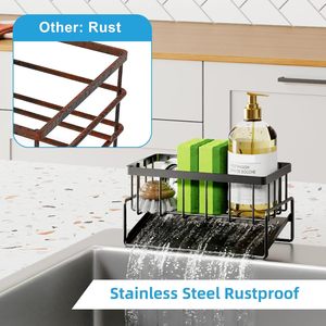 <b>Kitchen</b> Rustproof Sink <b>Caddy</b> Organizers and Storage Dish Soap Dispenser Sponge Holder for Countertop - Product Image 4