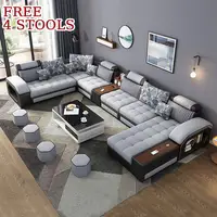 Modern ev mobilyası seti U şekilli ekstra büyük kanepe 7 kişilik oturma odası kanepeleri ile şezlong