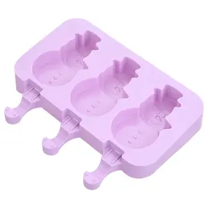 OKSILICONE Home Made Snowman Ice Cream Mold Popsicle Molds with Lid Wooden Sticks Factory Supplier Silicone for Ice Cream Mark