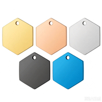 Placa de Identificación Personalizada para Mascotas con Grabado Láser Hexagonal, Etiqueta de Acero Inoxidable en Blanco para Perros, Colgante de Metal con Logotipo Personalizado