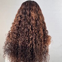 Perruque Lace Front Transparente Noire pour Femme, Longue, Ondulée Profonde, en Fibre Haute Température, Naturelle, Réglable, Densité 180%