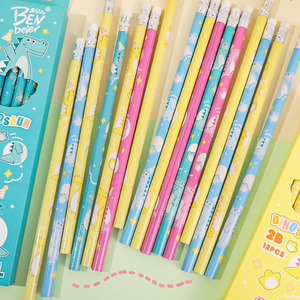 Ensemble de crayons à <span class=keywords><strong>dessin</strong></span> et à écrire pour enfants avec motif de dinosaure créatif, crayons en bois 2B mignons de <span class=keywords><strong>dessin</strong></span> animé avec <span class=keywords><strong>gomme</strong></span> - Product Image 4