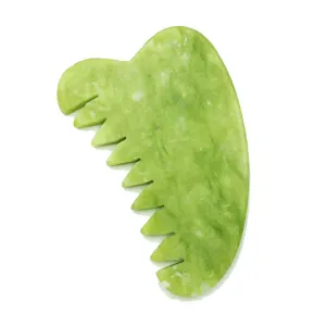 Xiu Yan jade verde cogumelo pedra de jade raspagem ferramenta de massagem placa gua sha cogumelo de jade