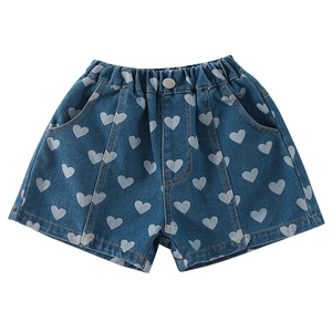 Pantalones Cortos Vaqueros de Verano 2026 para Niñas, con Estampado de Corazones, para Niñas y Niños, Atuendo de Verano, Pantalones Cortos Casuales Holgados para Bebés - Product Image 5