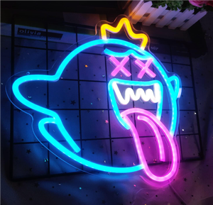 Commercio all'ingrosso 3D <span class=keywords><strong>fantasma</strong></span> LED al Neon segno lettera aperta decorazione della parete di illuminazione artistica per la pubblicità di Design libero - Product Image 1