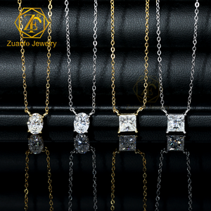 Collier <span class=keywords><strong>solitaire</strong></span> en or blanc 18 carats avec diamant de culture de forme ovale, certifié IGI, tailles de 0,5 à 2 carats, style classique - Product Image 4