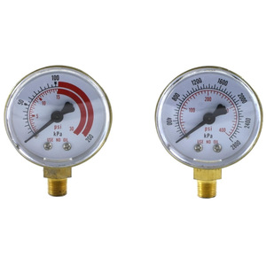 Manomètre à double échelle 0-100psi 0-4000psi pour utilisation avec oxygène et acétylène, sans huile - Product Image 1