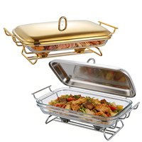 Ensemble de plats chauds de luxe pour la restauration, chauffe-plats de buffet, plats chauds modernes en or