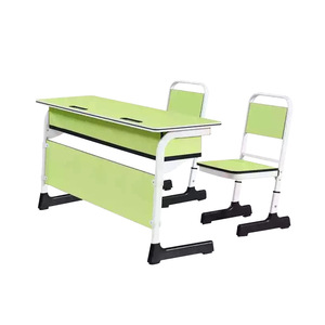 School <b>Desk</b> And Chair Set Mg K24 With Side Panels Height Adjustable For Classroom Use Modern Minimalist Style <b>Solid</b> <b>Wood</b> - Product Image 4