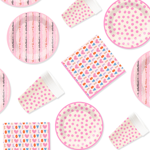 Juego de Vajilla Personalizado DAMAI para el Día de San Valentín, Incluye Plato de Papel, Vaso de Papel y Servilleta para Decoraciones de San Valentín - Product Image 2