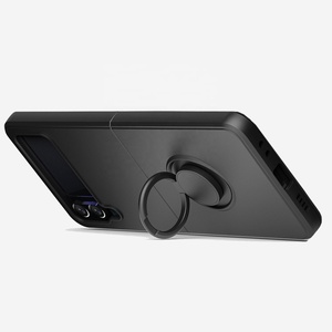 Silicone tactile pour <span class=keywords><strong>Samsung</strong></span> Z <span class=keywords><strong>Flip3</strong></span> Z Flip4 Z Flip5 Z Flip6 TPU couverture de téléphone avec support anneau de doigt couleur unie étui souple - Product Image 3