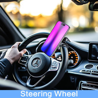Support de téléphone magnétique en alliage d'aluminium et nylon pour volant, rotation à 360°, compatible avec la salle de sport, le chariot de golf, la poussette