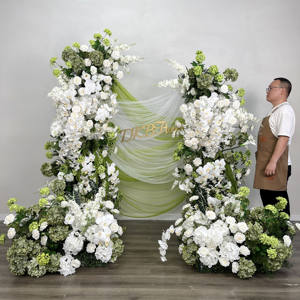 Dkb precio de fábrica al por mayor arco de flores verdes y blancas artificiales de alta calidad para decoraciones y eventos de ceremonia de boda - Product Image 6