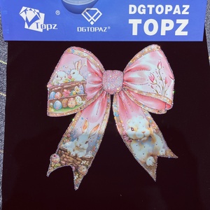 Femmes T Shirt Hoodie Pink Bow Disco Ball Nouveau processus personnalisé DTF Rhinestone Glitter <span class=keywords><strong>Film</strong></span> de transfert de chaleur - Product Image 3