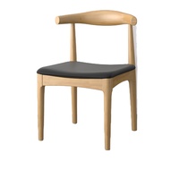 Chaise de salle à manger en bois massif avec accoudoirs en corne, style nordique, pour restaurant, avec coussin en cuir, idéale pour café, pâtisserie, ou comme chaise de loisirs.