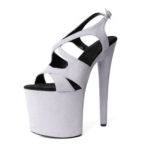 Chaussures à talons hauts pour femme 20 cm, talons aiguilles super hauts en daim, escarpins à bout ouvert, plateformes - Product Image 4