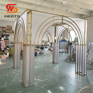 Cadre <span class=keywords><strong>en</strong></span> métal blanc de style château royal lisse <span class=keywords><strong>pavillon</strong></span> de chuppah mariage princesse Mandap décor d'événement - Product Image 4