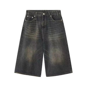 <span class=keywords><strong>Short</strong></span> en <span class=keywords><strong>jean</strong></span> vintage de haute qualité pour <span class=keywords><strong>homme</strong></span>, <span class=keywords><strong>jean</strong></span> baggy à jambes larges, motif uni, style décontracté, anti-rides et écologique - Product Image 2