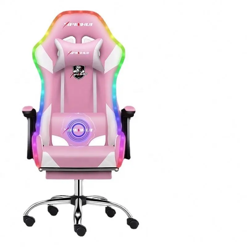 2024 Cute Hello Kitty Pink Gaming Chair With Footrest OEM Cartoon Pattern Pink Gaming Chair Girl Gaming Chair