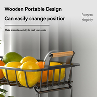 Panier de rangement double couche empilable en métal noir antirouille pour fruits, pratique pour la maison et le bureau