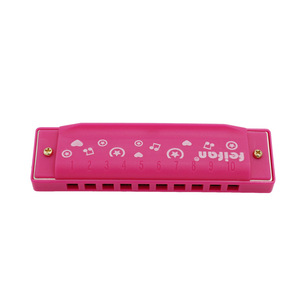 Armónica de plástico Feifan de 10 orificios, color rojo rosa, instrumento musical educativo para niños con caja transparente - Product Image 2