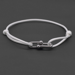Fibbia a ferro di cavallo da <span class=keywords><strong>uomo</strong></span> oro fibbia fibbia catena di corda <span class=keywords><strong>bracciale</strong></span> con nastro <span class=keywords><strong>intrecciato</strong></span> regolabile in corda da te - Product Image 4
