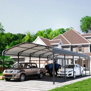 Abri de voiture en métal, auvent extérieur en acier avec structure et toit en acier galvanisé, abri de <span class=keywords><strong>garage</strong></span> robuste pour voitures - Product Image 1