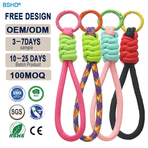 Vente en gros de porte-clés personnalisés tressés à la main, vente chaude, porte-clés tressé, porte-clés en corde colorée <span class=keywords><strong>pour</strong></span> cordon de téléphone - Product Image 1