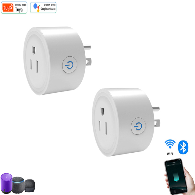 Wholesale US Mini WiFi SmartPlug Socket Tuya Alexa Voice Control for Bluetooth Energy Monitor 10A Rated ABS 10A Plug Rated CN