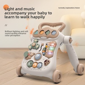 Marche-bébé pliable réglable en hauteur anti-basculement pour bébés de 6 à 18 mois - Chariot d'apprentissage musical léger - Product Image 6
