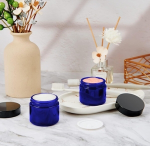 1 Oz Vidro Creme Frascos com Tampa Preta Vazio Cobalto Azul Vidro Recipientes Recarregáveis Frascos Cosméticos para Loção, Pomada - Product Image 5