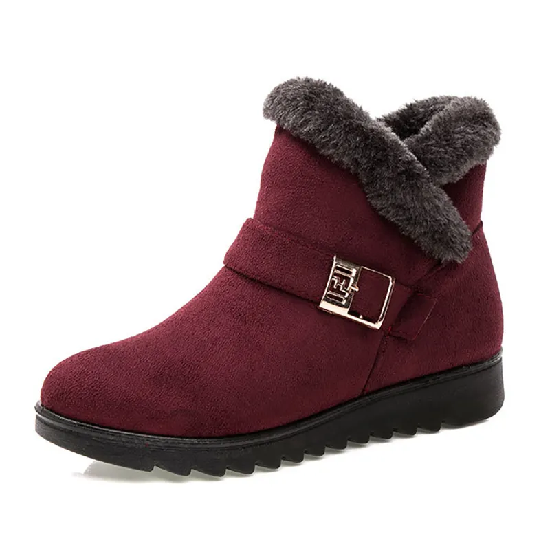 Schneeschuhe Warm Short Fur Plüsch Winter Ankle Boot Plus Size Plattform Damen Wildleder Zip Schuhe