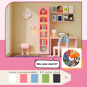 Pink Carbon Steel <strong>Small</strong> Narrow Bookshelf, <strong>Corner</strong> Bookcase Metal <strong>Unit</strong> for Living Room Apartment - Product Image 5