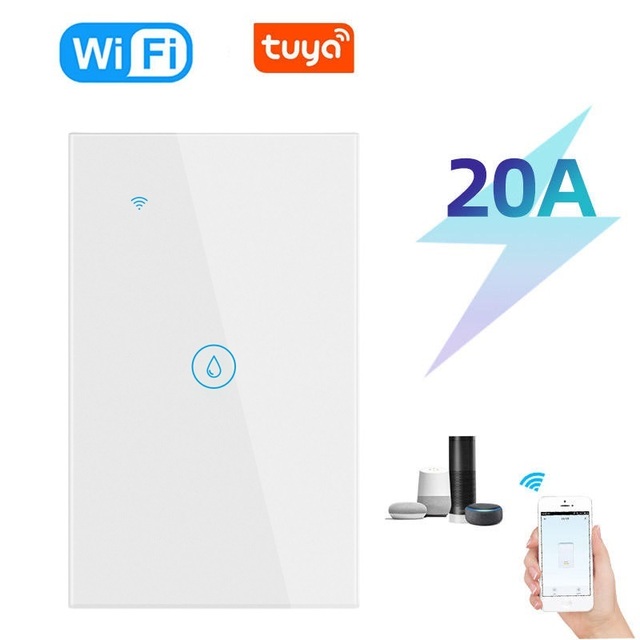 20A Tuya WiFi Smart Switch Touch Panel Water Heater Switch US Type Voice Control Remote Control Support Google Smart Switch
