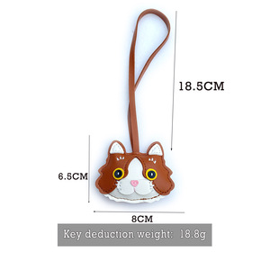 Pendentif tête de chat Kawaii en cuir PU, porte-clés pour femme, breloque mignonne pour sacs, décorations et accessoires - Product Image 4