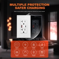 Soket listrik dinding tanam tahan Tamper Outlet pengisian cepat tipe A + C USB Tipe A + C standar USA 20 Amp 125V
