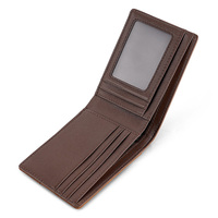 Dompet Kulit Crazy Horse Model Vintage untuk Pria, Dompet Lipat Dua Horizontal dengan 9 Slot Kartu, Tersedia Kustomisasi Grosir