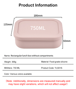 Boîte à lunch rectangulaire en silicone, récipient de stockage alimentaire étanche, compatible micro-ondes, boîte bento pour enfants et adultes, préparation de repas pour pique-nique - Product Image 2