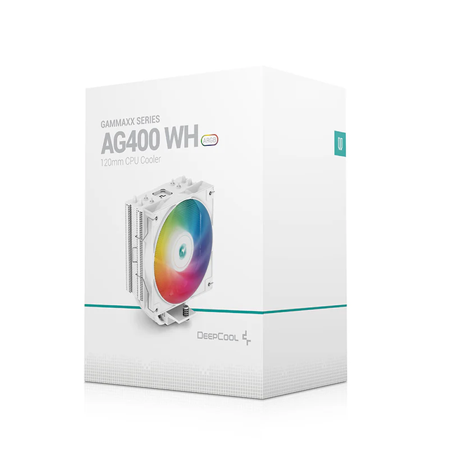 Deepcool Ag400 Wh Argb Performance Cpu Cooler 4 Copper Heat Pipes 120mm Fluid Dynamic Bearing Pwm Fan 220w Tdp Rgb Light