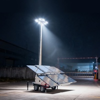 Tour de surveillance solaire portable avec caméra, mât de 7 m, indice IP65, stockage Cloud/NVR pour surveillance mobile, remorques et parkings